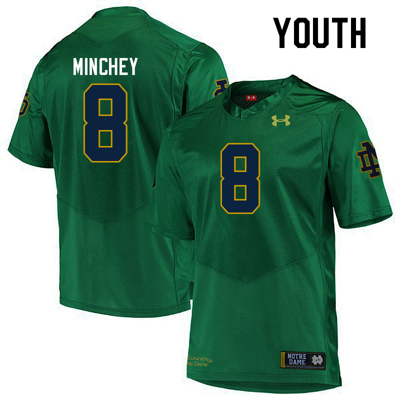Youth #8 Kenny Minchey Notre Dame Fighting Irish College Football Jerseys Stitched-Green